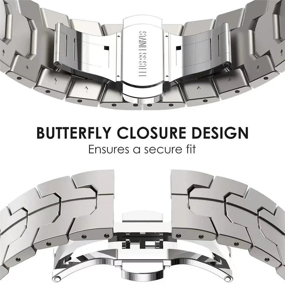 For Samsung Galaxy Watch6  /  Watch 5  /  Watch FE 40mm / Watch4 Watch Strap Stainless Steel Watchband with Butterfly Buckle - Titanium - 3