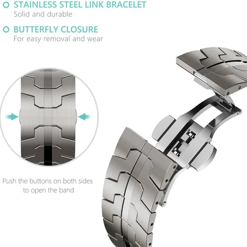 For Samsung Galaxy Watch6  /  Watch 5  /  Watch FE 40mm / Watch4 Watch Strap Stainless Steel Watchband with Butterfly Buckle - Titanium - 4