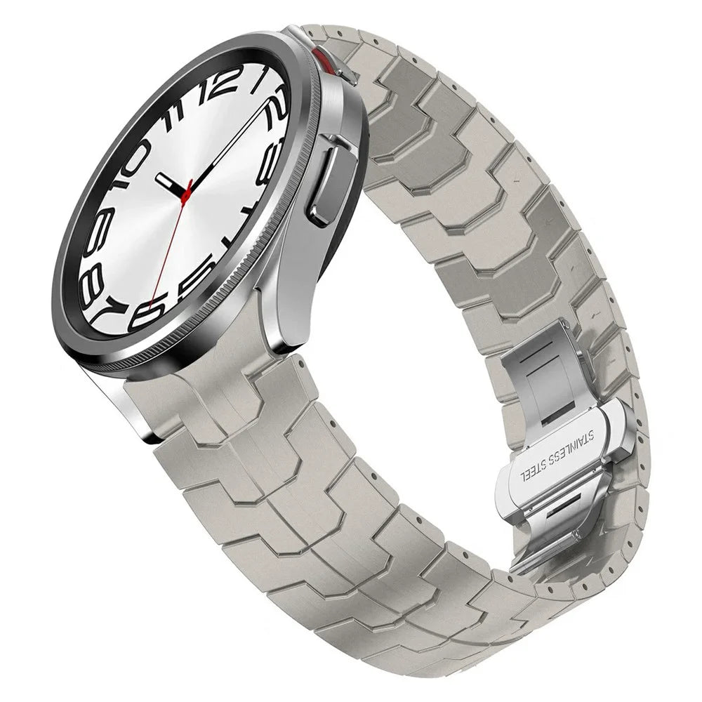 For Samsung Galaxy Watch6  /  Watch 5  /  Watch FE 40mm / Watch4 Watch Strap Stainless Steel Watchband with Butterfly Buckle - Titanium - 6