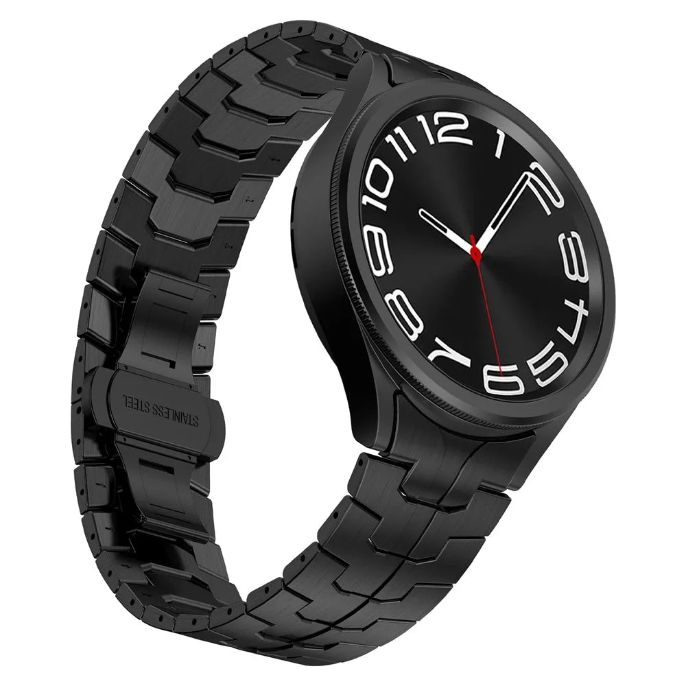 For Samsung Galaxy Watch FE 40mm / Watch6 / Watch6 Classic / Watch 5 Stainless Steel Watch Strap Butterfly Buckle Wrist Band - Black - 7