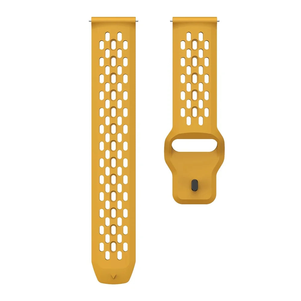 For Huawei Watch GT 4 41mm / Garmin Venu 3S / 2S 18mm Silicone Strap Hollow Watch Band - Dark Yellow - 4