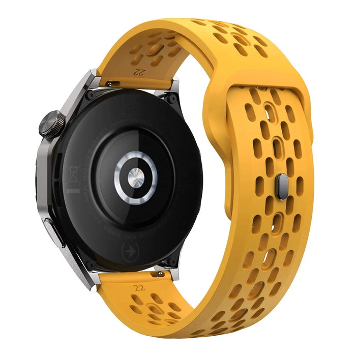 For Garmin vivoactive 5 / Venu 2 Plus Silicone Watch Band 20mm Hollow Adjustable Strap - Dark Yellow - 1
