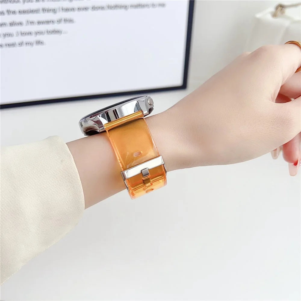 For Samsung Galaxy Watch3 45mm / Huawei Watch GT 4 46mm Band 22mm TPU Wrist Strap - Transparent Light Orange - 2