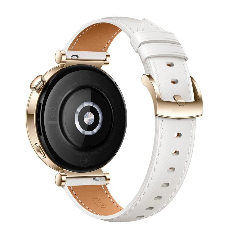 For Huawei Watch GT 4 41mm / Garmin Venu 3S 18mm Watch Band Genuine Cow Leather Wrist Strap - White - 1