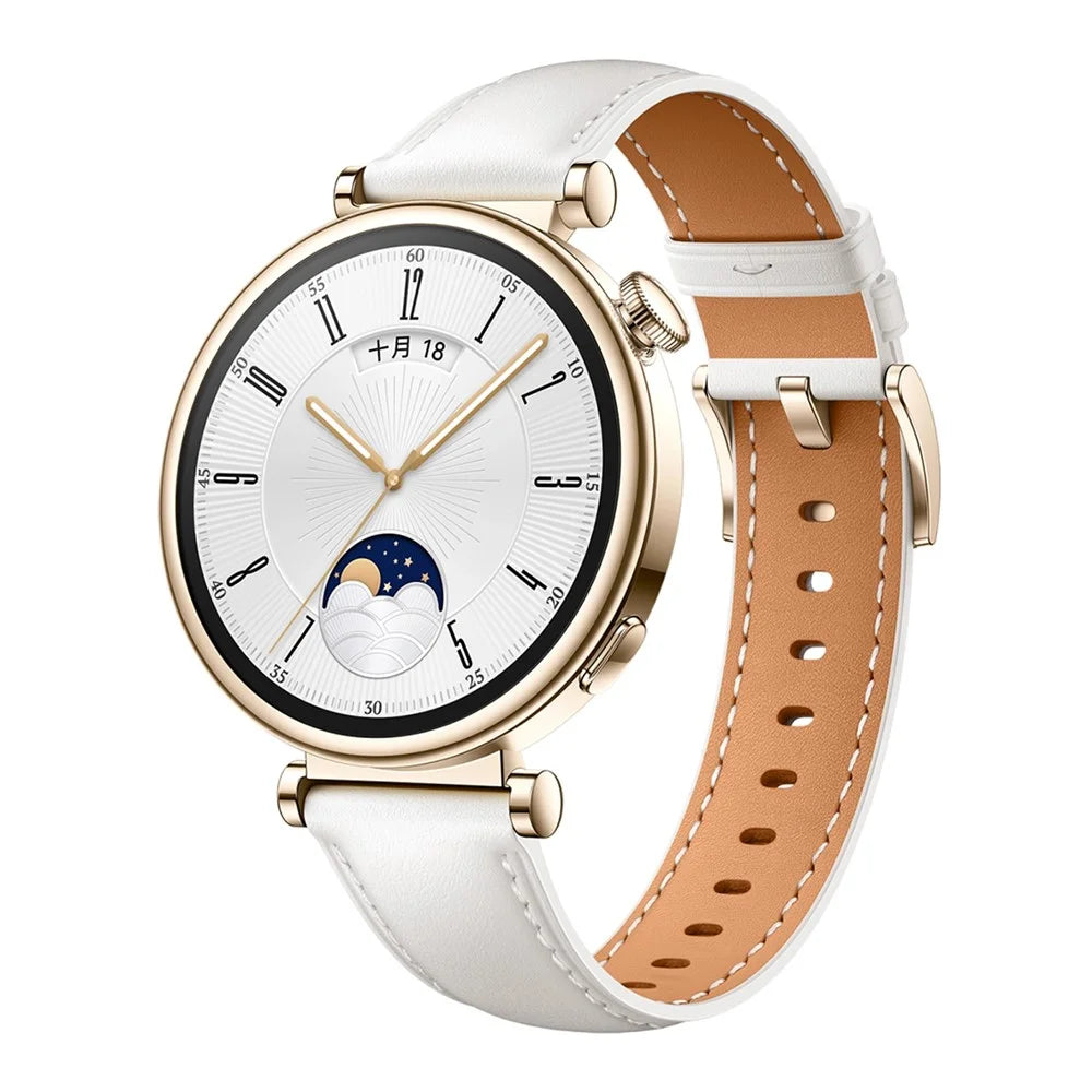 For Huawei Watch GT 4 41mm / Garmin Venu 3S 18mm Watch Band Genuine Cow Leather Wrist Strap - White - 2