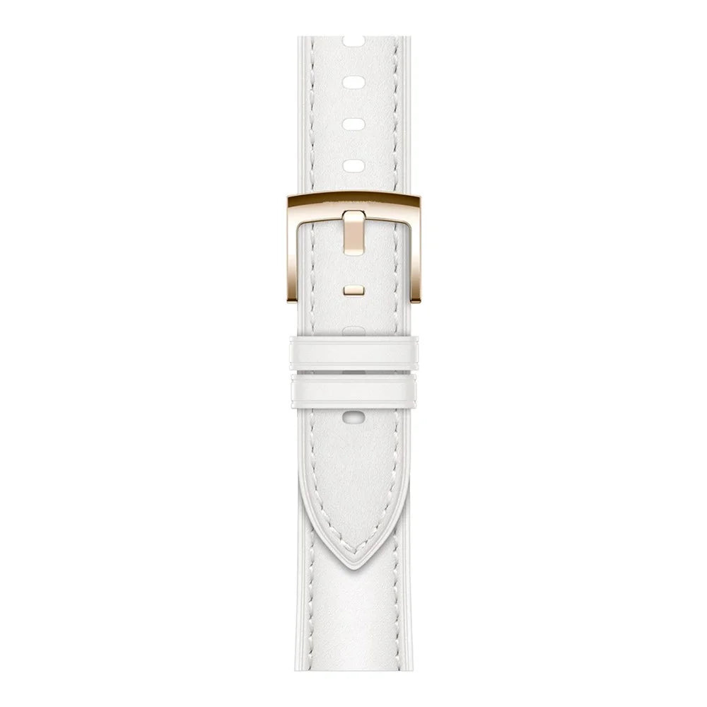 For Huawei Watch GT 4 41mm / Garmin Venu 3S 18mm Watch Band Genuine Cow Leather Wrist Strap - White - 4
