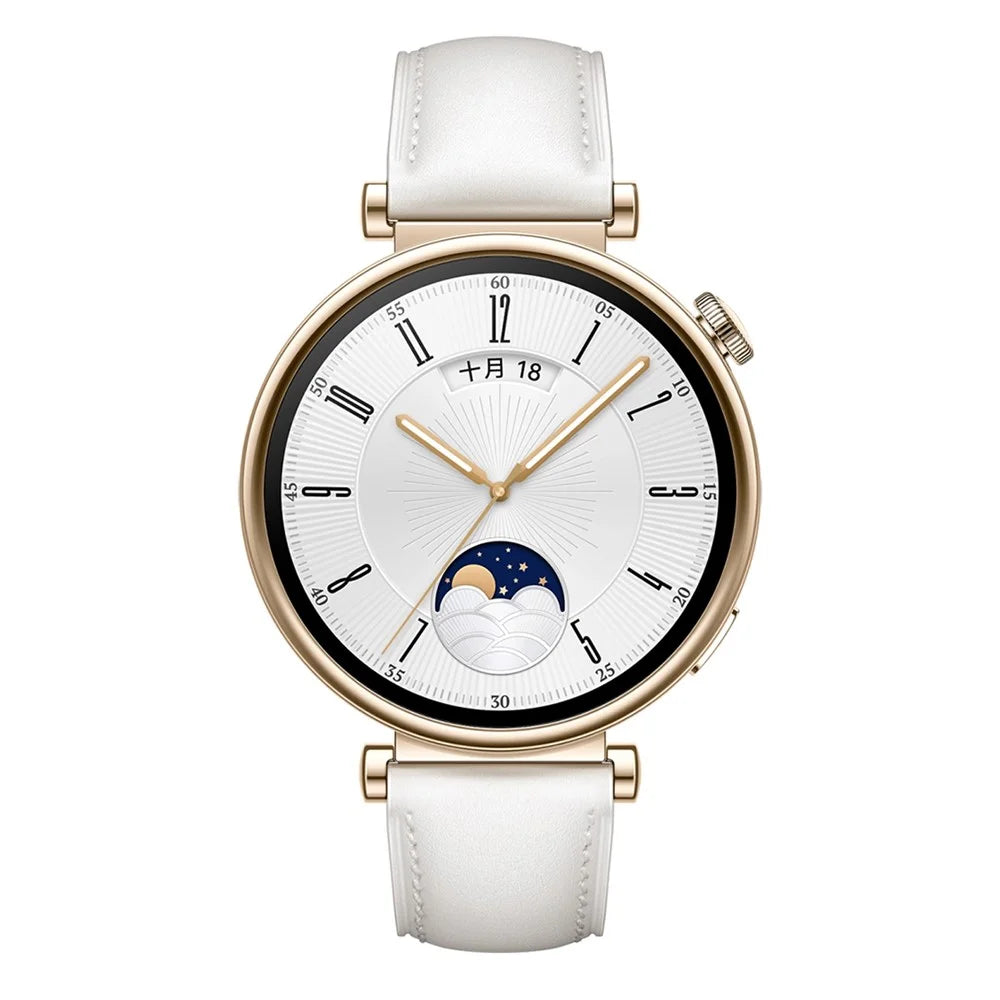 For Huawei Watch GT 4 41mm / Garmin Venu 3S 18mm Watch Band Genuine Cow Leather Wrist Strap - White - 5