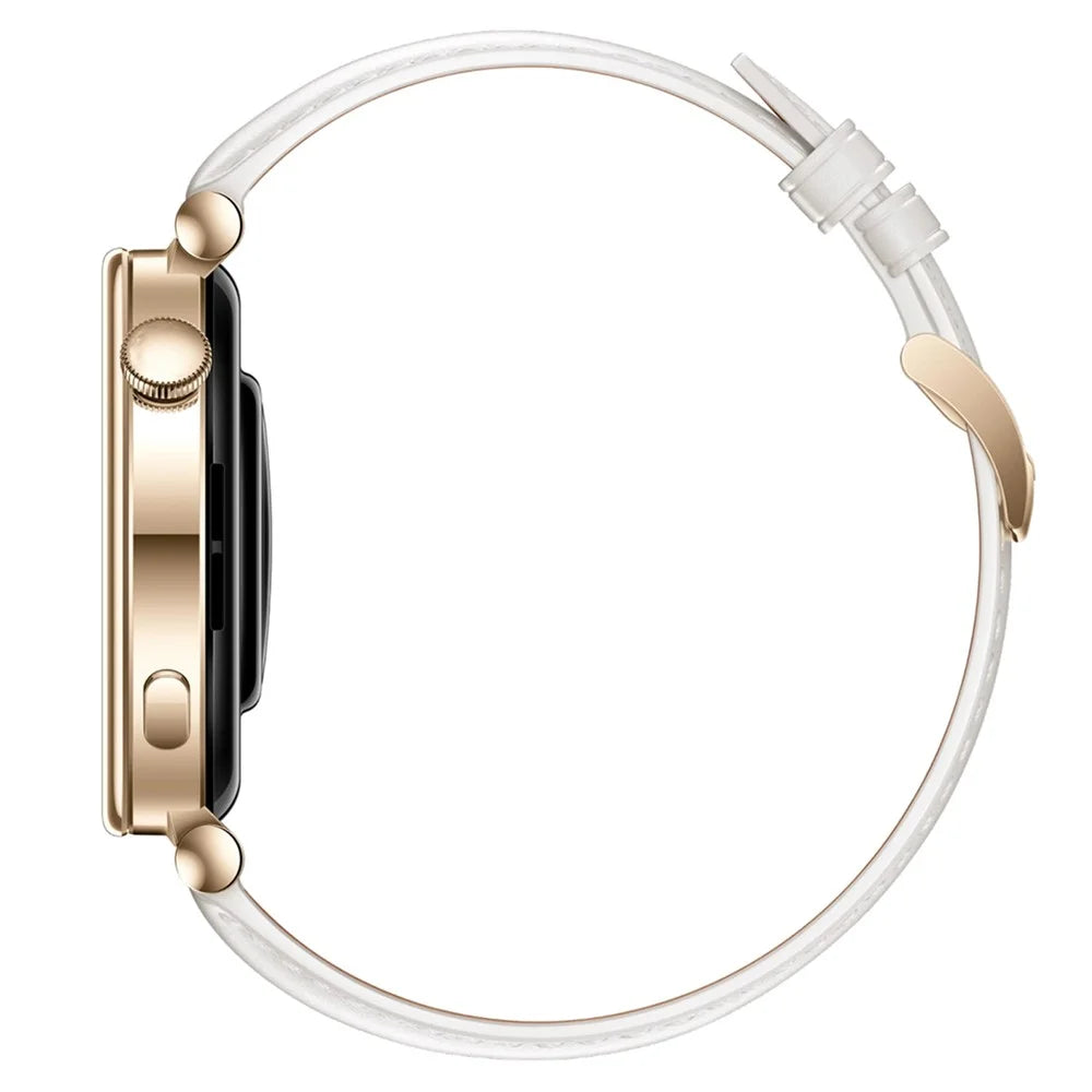 For Huawei Watch GT 4 41mm / Garmin Venu 3S 18mm Watch Band Genuine Cow Leather Wrist Strap - White - 6