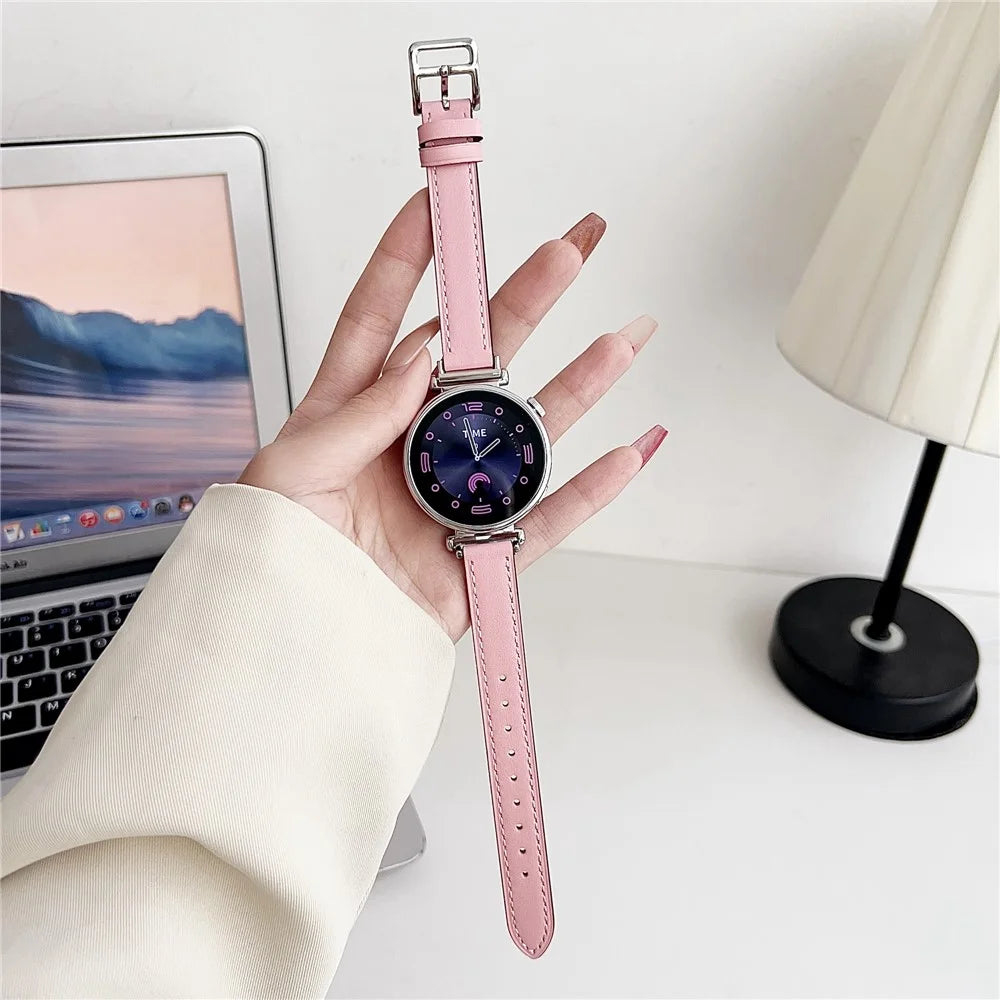 For Garmin Venu 3S / Forerunner 265S / Xiaomi Mi Watch 18mm Watch Band PU Leather Wrist Strap - Pink - 1