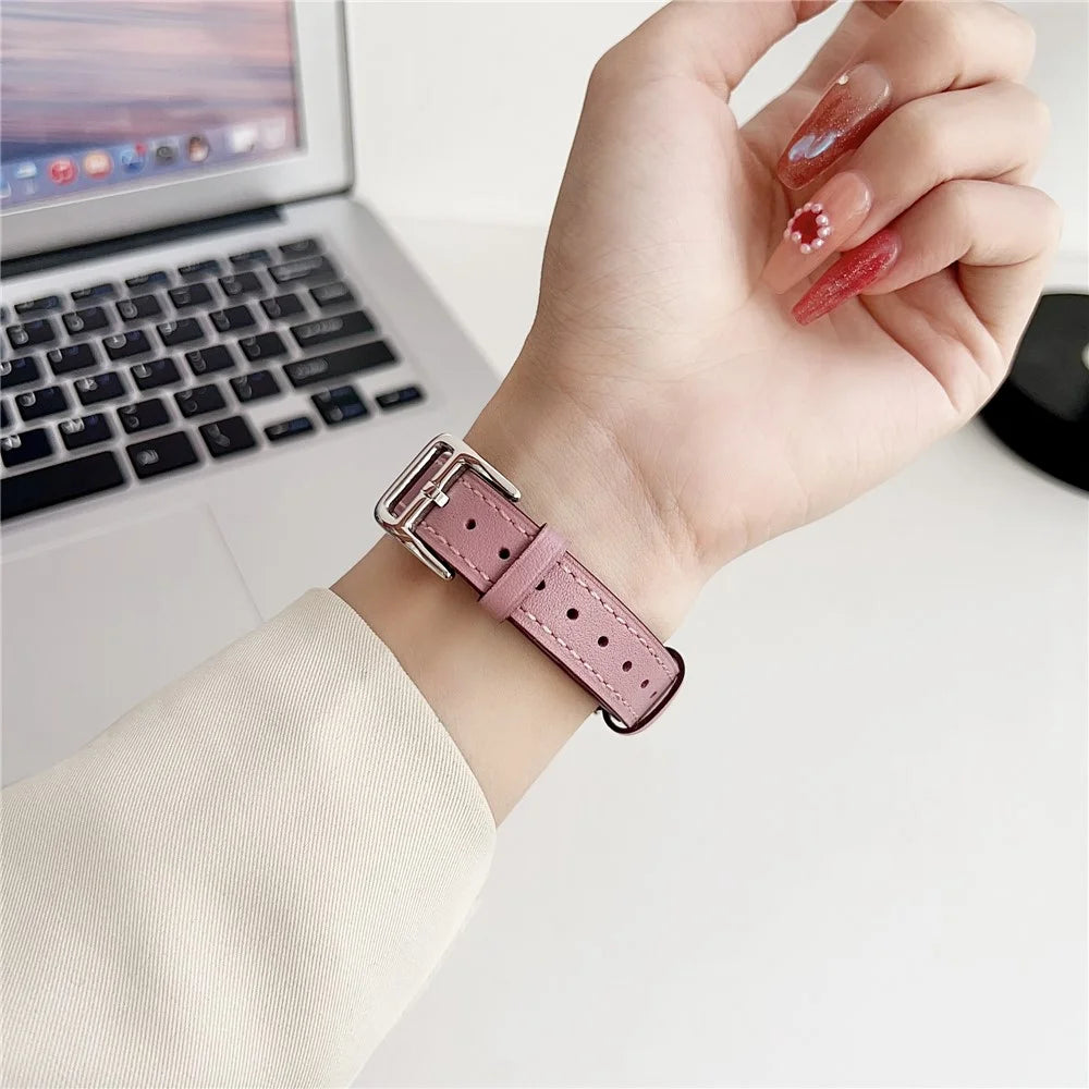 For Garmin Venu 3S / Forerunner 265S / Xiaomi Mi Watch 18mm Watch Band PU Leather Wrist Strap - Pink - 4