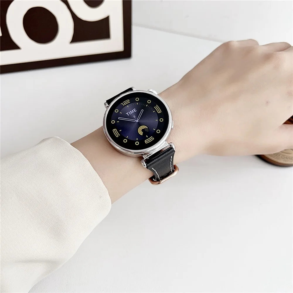 For Xiaomi Mi Watch / Garmin Venu 3S / Huawei Watch GT 4 41mm PU Leather Band 18mm Watch Strap - Black / Rose Gold - 2