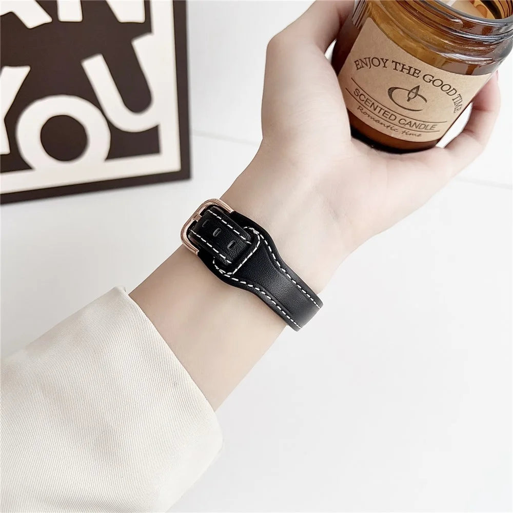 For Xiaomi Mi Watch / Garmin Venu 3S / Huawei Watch GT 4 41mm PU Leather Band 18mm Watch Strap - Black / Rose Gold - 4