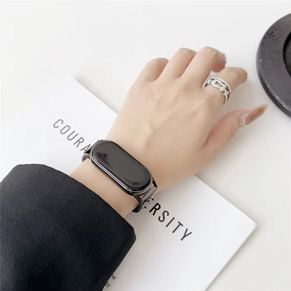 For Xiaomi Smart Band 9 NFC / 9 / 8 NFC / 8 Rhinestone Decor Bracelet Strap Zinc Alloy Watch Band - Black - 3