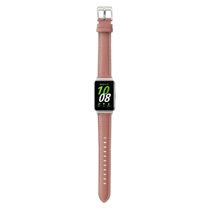 For Samsung Galaxy Fit3 Watch Band Cowhide Leather Strap Replacement - Deep Pink - 3