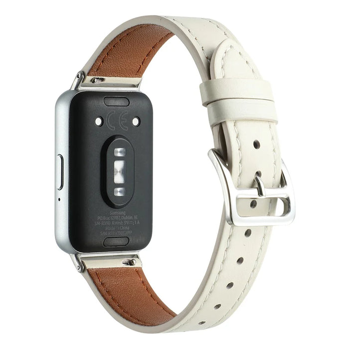 For Samsung Galaxy Fit3 Genuine Leather Watch Strap Band Replacement - Beige - 1