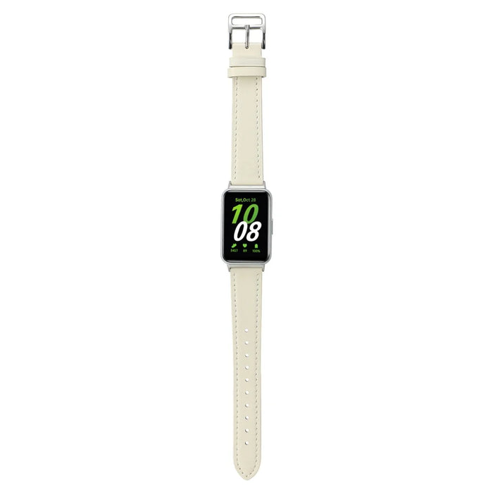 For Samsung Galaxy Fit3 Genuine Leather Watch Strap Band Replacement - Beige - 3