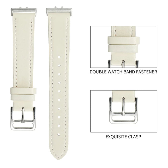 For Samsung Galaxy Fit3 Genuine Leather Watch Strap Band Replacement - Beige - 4