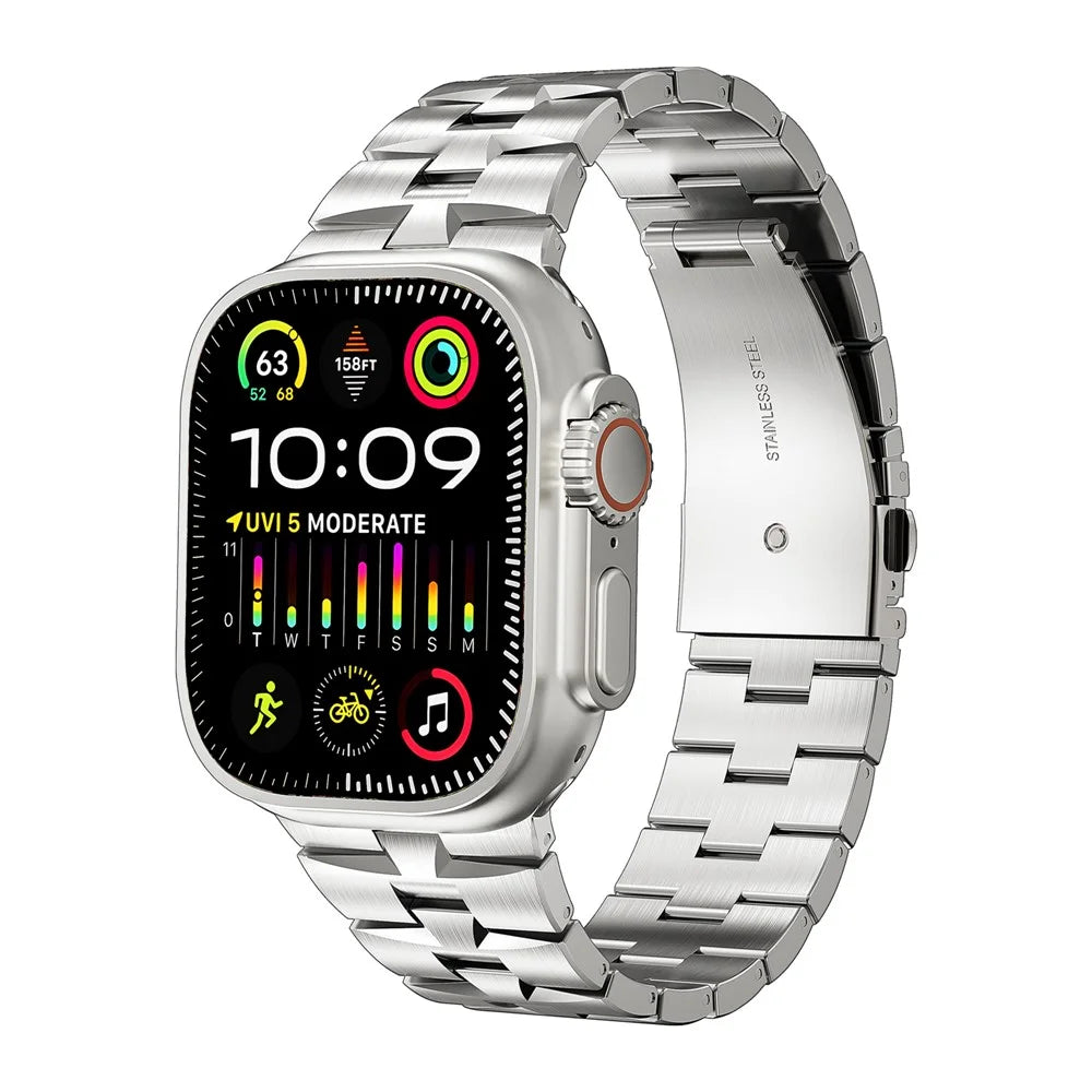 For Apple Watch Ultra 3 2 1 49mm / Series 11 10 46mm / 9 8 7 45mm / SE3 SE2 SE 6 5 4 44mm / 3 2 1 42mm Metal Wrist Band - Silver - 2
