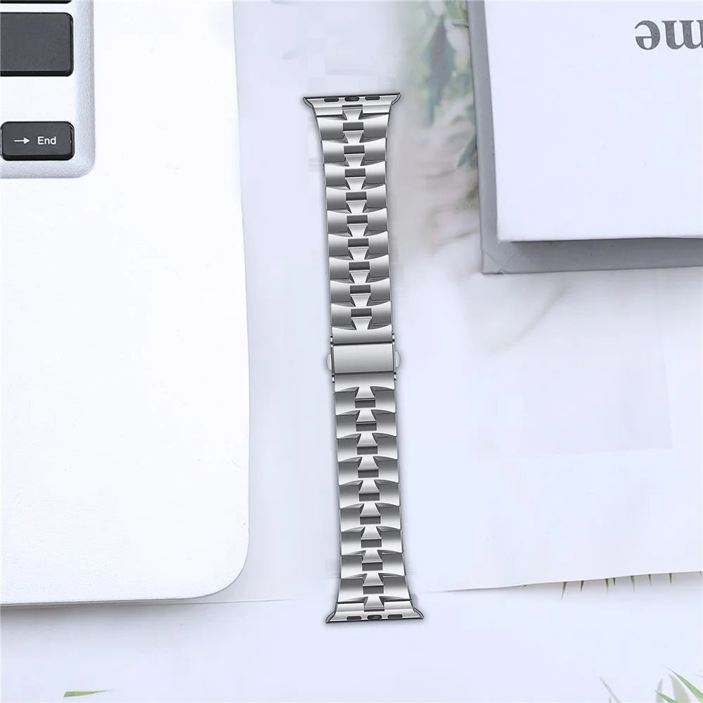 For Apple Watch Ultra 3 2 1 49mm / Series 11 10 46mm / 9 8 7 45mm / SE3 SE2 SE 6 5 4 44mm / 3 2 1 42mm Metal Wrist Band - Silver - 5