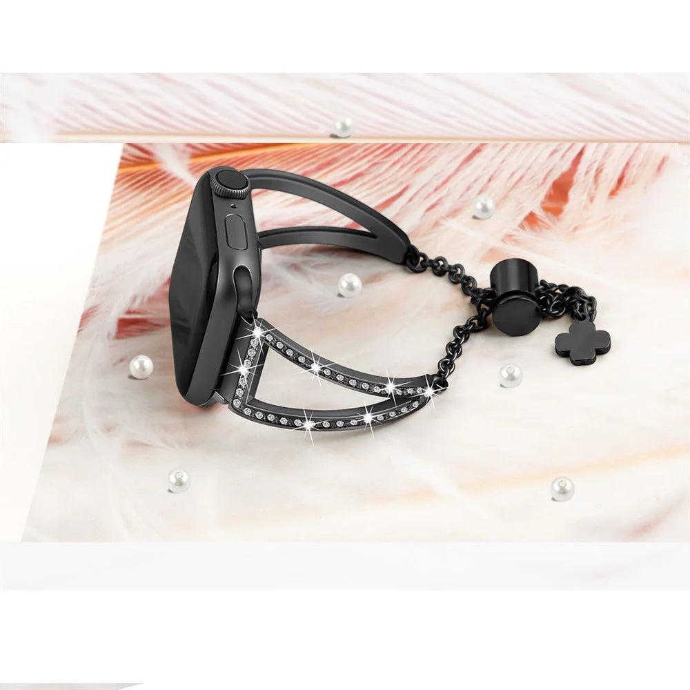 Hollow Triangle Strap for Apple Watch Series 11 10 42mm / 9 8 7 41mm / SE3 SE2 SE 6 5 4 40mm / 3 2 1 38mm Zinc Alloy Band - Black - 5