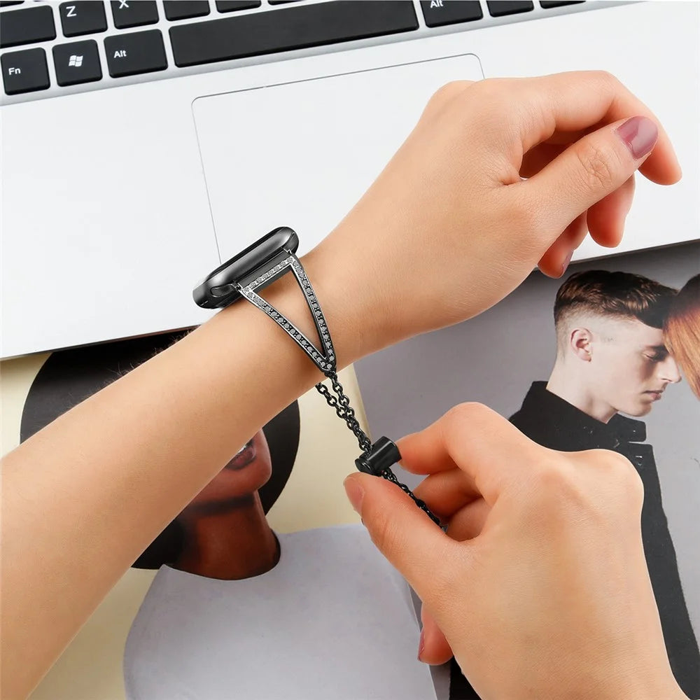 Hollow Triangle Strap for Apple Watch Series 11 10 42mm / 9 8 7 41mm / SE3 SE2 SE 6 5 4 40mm / 3 2 1 38mm Zinc Alloy Band - Black - 6