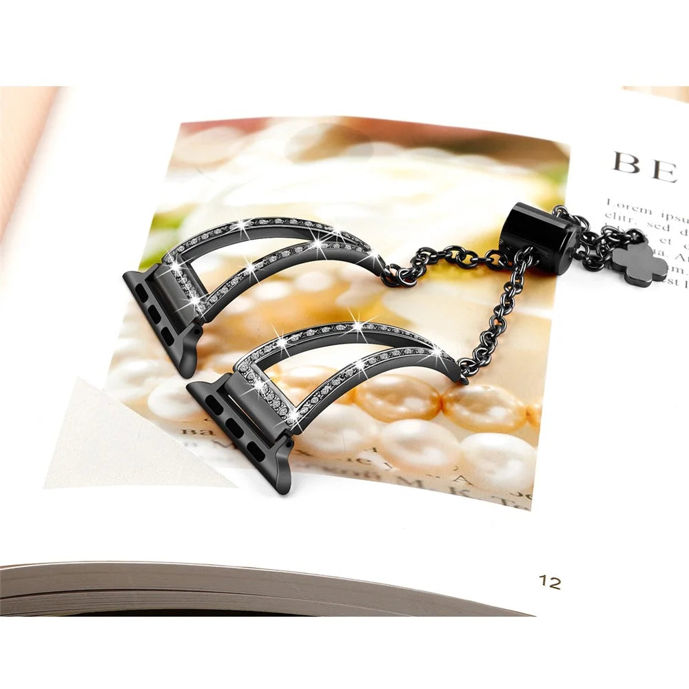For Apple Watch Ultra 3 2 1 49mm / Series 11 10 46mm / 9 8 7 45mm / SE3 SE2 SE 6 5 4 44mm / 3 2 1 42mm Hollow Triangle Slider Bracelet - Black - 3