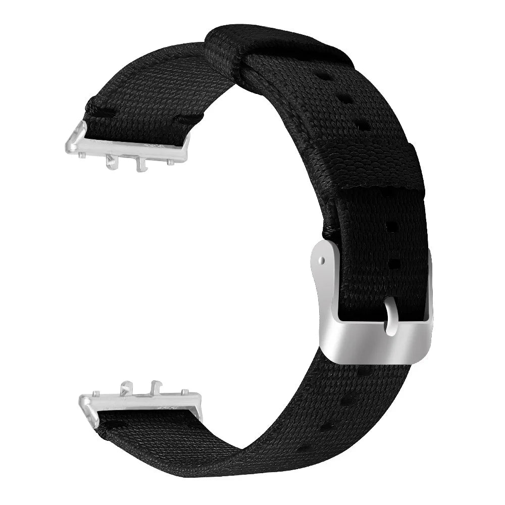 For Samsung Galaxy Fit3 SM-R390 Watch Band Nylon Canvas Strap Replacement - Black - 1