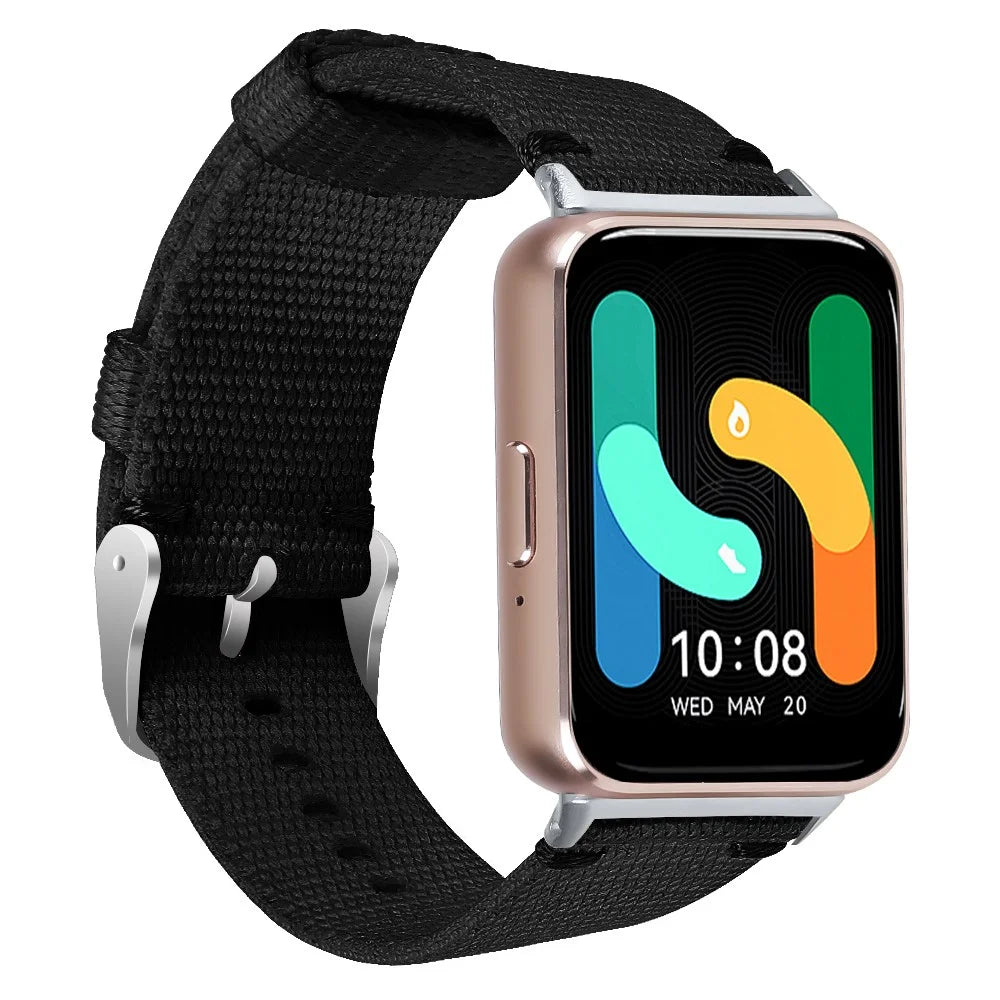 For Samsung Galaxy Fit3 SM-R390 Watch Band Nylon Canvas Strap Replacement - Black - 2
