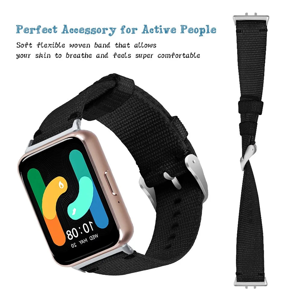 For Samsung Galaxy Fit3 SM-R390 Watch Band Nylon Canvas Strap Replacement - Black - 5