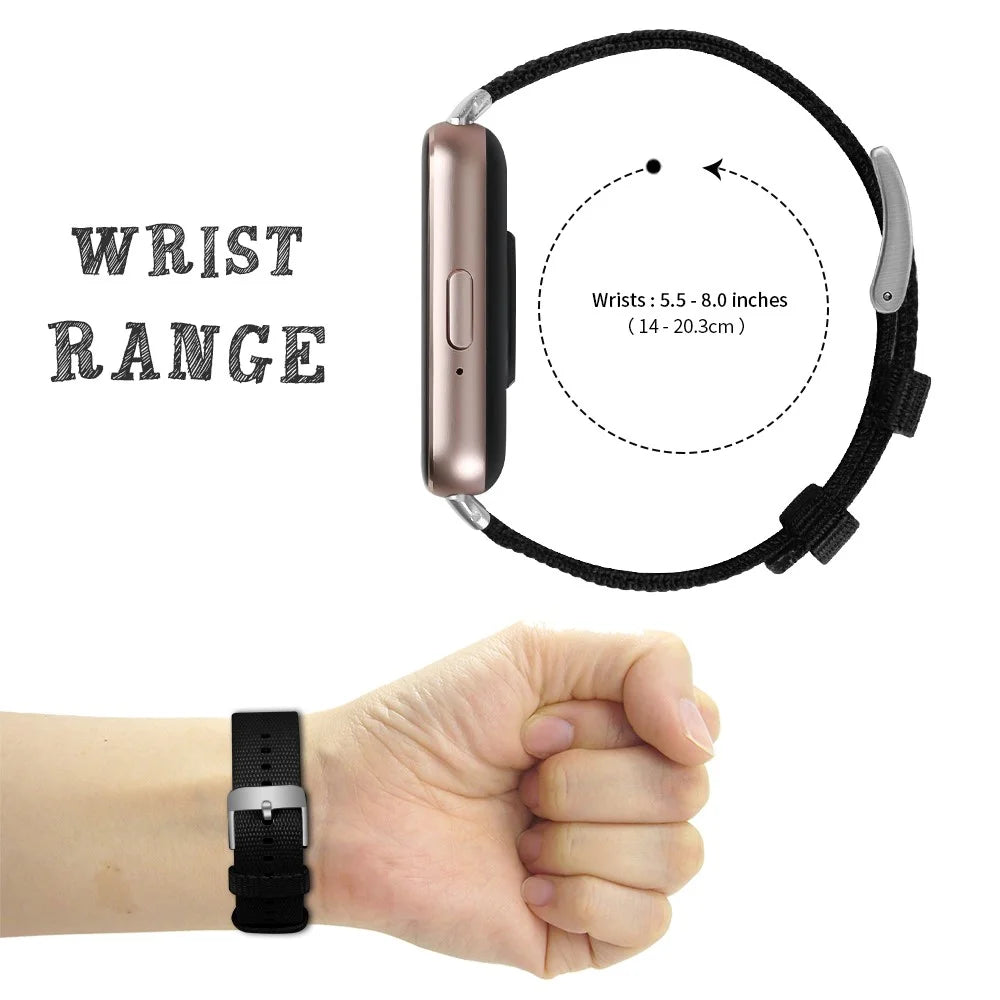 For Samsung Galaxy Fit3 SM-R390 Watch Band Nylon Canvas Strap Replacement - Black - 6