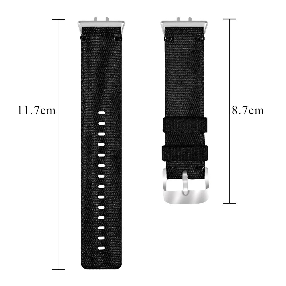 For Samsung Galaxy Fit3 SM-R390 Watch Band Nylon Canvas Strap Replacement - Black - 7
