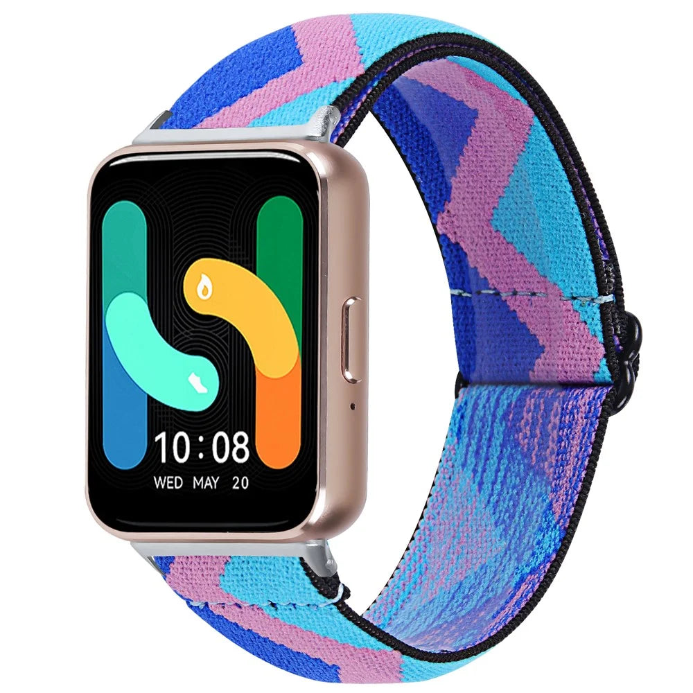 For Samsung Galaxy Fit3 SM-R390 Elastic Watch Strap Fashionable Pattern Wrist Band (Silver Buckle) - 1 - 2