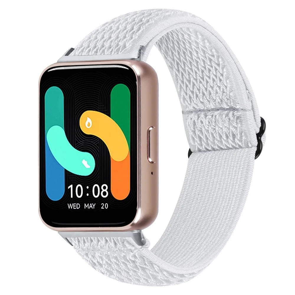For Samsung Galaxy Fit3 SM-R390 Woven Watch Strap Adjustable Wrist Band with Silver Connector - White - 2