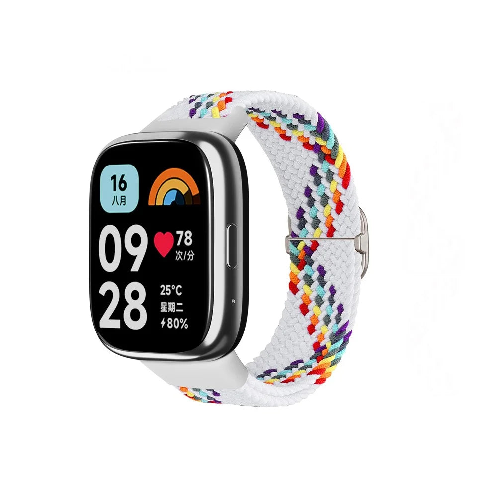 For Xiaomi Redmi Watch 3 Active Smart Watch Band Woven Replacement Strap - White Rainbow - 2