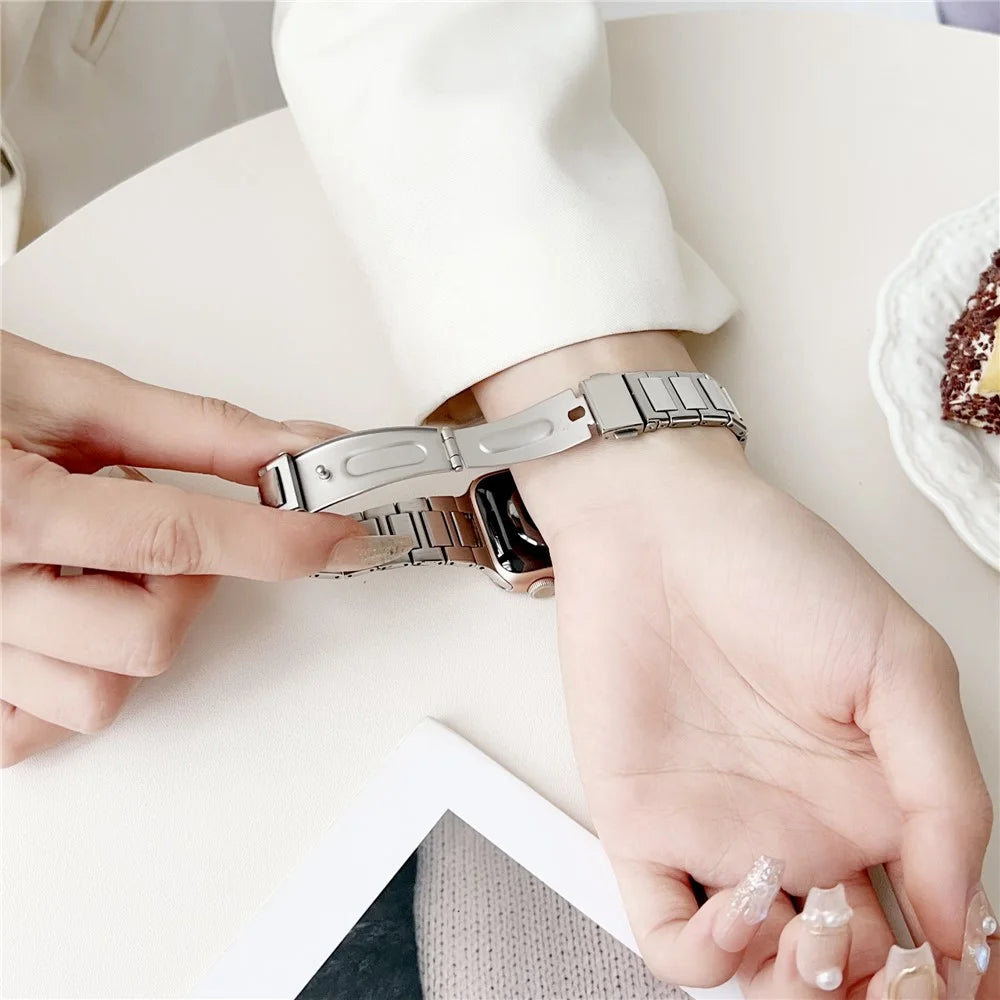 For Apple Watch Ultra 3 2 1 49mm / Series 11 10 46mm / 9 8 7 45mm / SE3 SE2 SE 6 5 4 44mm / 3 2 1 42mm Stainless Steel Band Watch Strap - 7