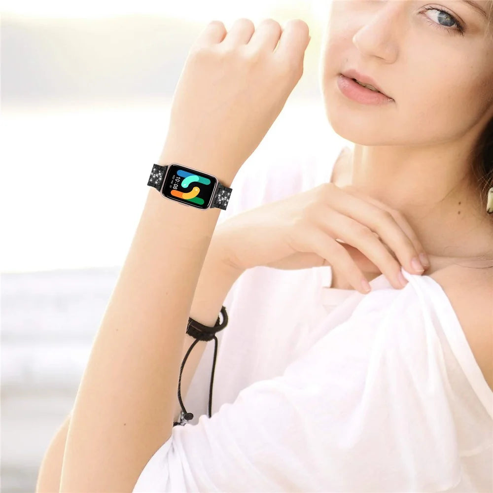 For Samsung Galaxy Fit3 SM-R390 Strap Replacement Shiny Rhinestone Metal Smart Watch Band - Black - 4