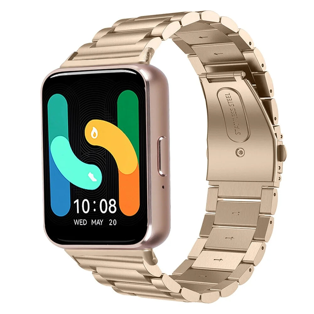 For Samsung Galaxy Fit3 SM-R390 Stainless Steel 3 Beads Wrist Band Replacement Smartwatch Strap - Gold - 4