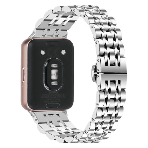 For Samsung Galaxy Fit3 SM-R390 Wrist Watch Band Stainless Steel Strap Replacement - Silver - 1