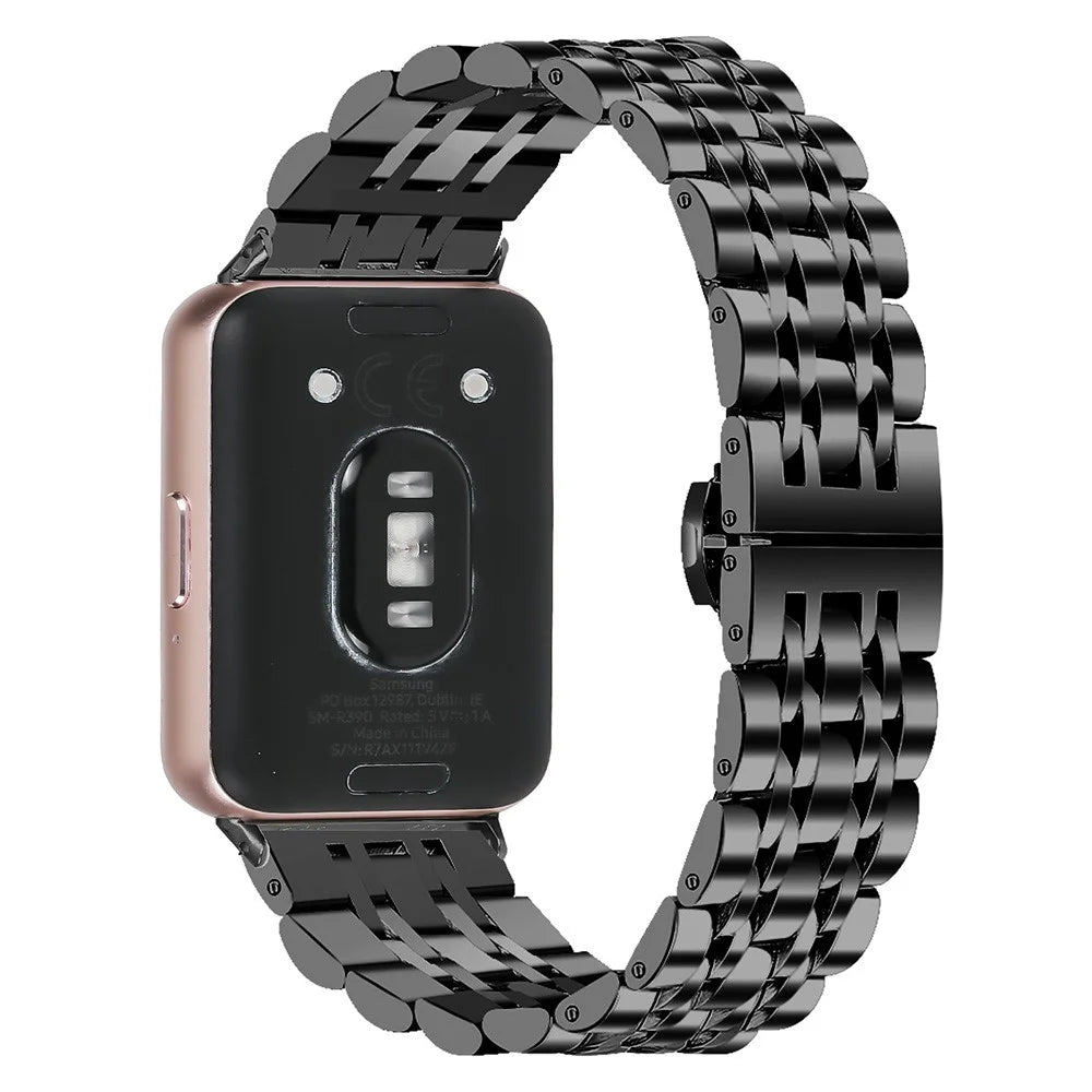For Samsung Galaxy Fit3 SM-R390 Smartwatch Wrist Band Stainless Steel Watch Strap - Black - 1