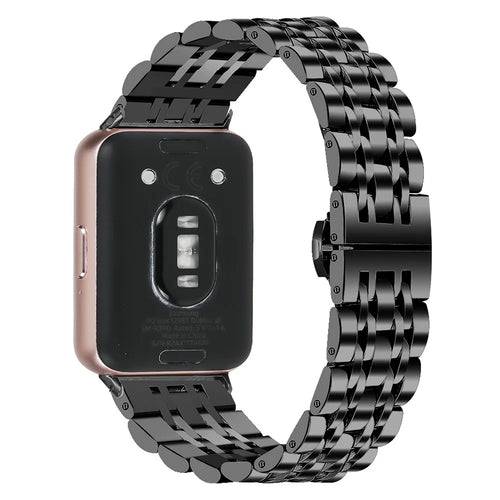 For Samsung Galaxy Fit3 SM-R390 Smartwatch Wrist Band Stainless Steel Watch Strap - Black - 1