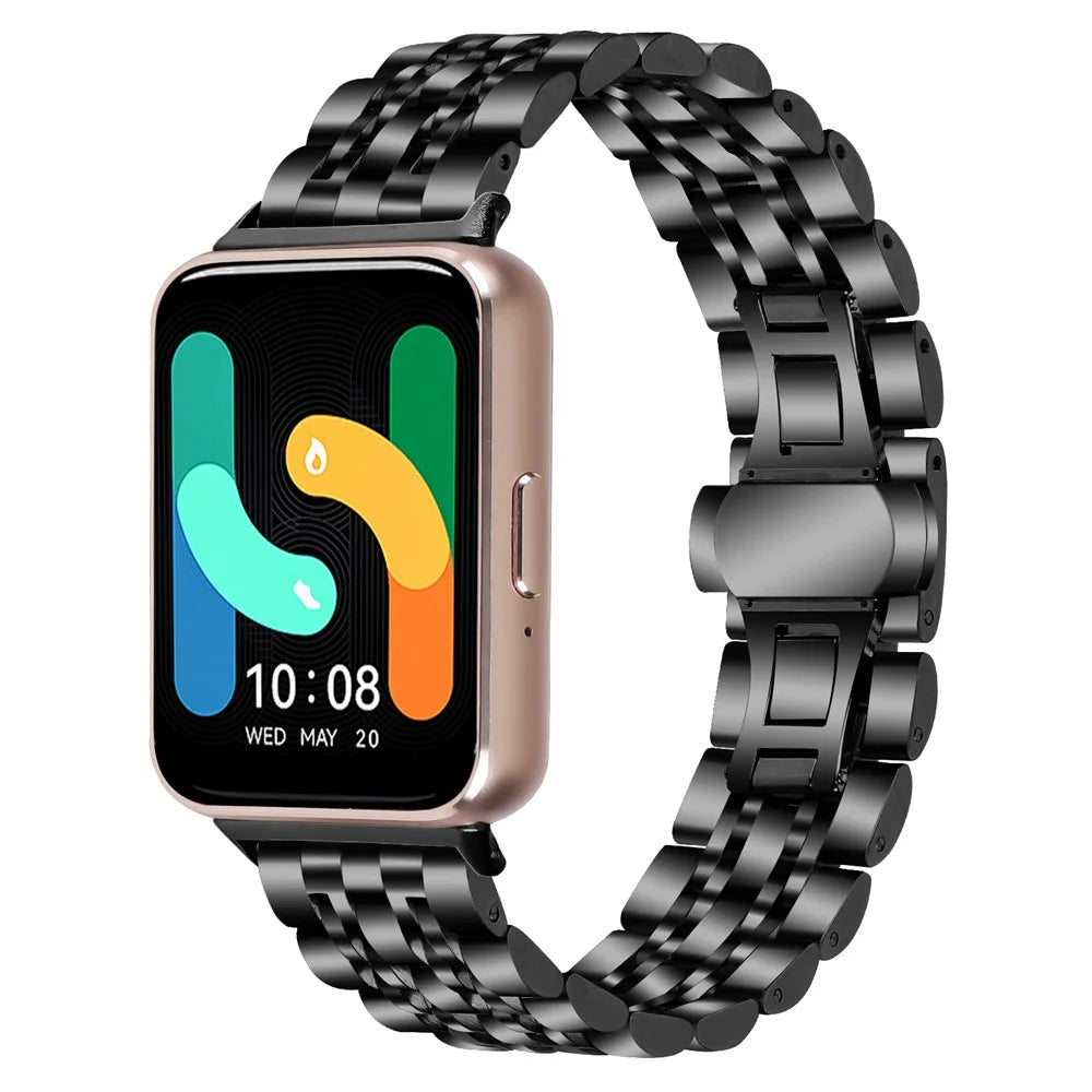 For Samsung Galaxy Fit3 SM-R390 Smartwatch Wrist Band Stainless Steel Watch Strap - Black - 2