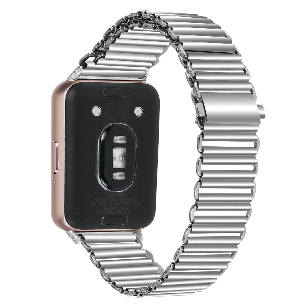 For Samsung Galaxy Fit3 SM-R390 Stainless Steel Hollow Watch Band Wrist Strap - Silver - 1