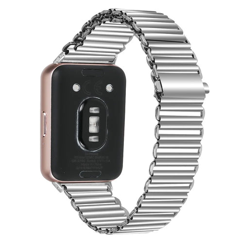 For Samsung Galaxy Fit3 SM-R390 Stainless Steel Hollow Watch Band Wrist Strap - Silver - 1