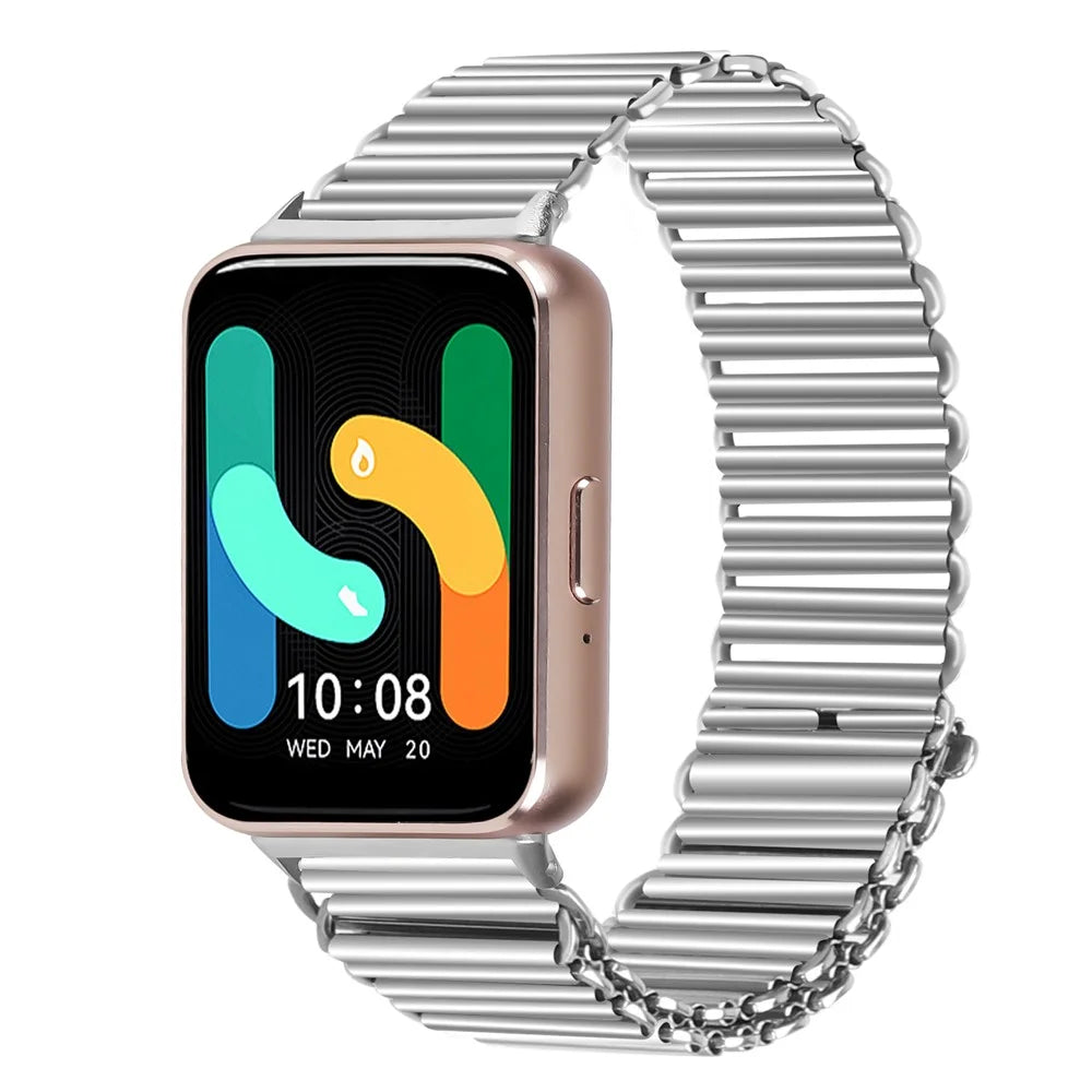 For Samsung Galaxy Fit3 SM-R390 Stainless Steel Hollow Watch Band Wrist Strap - Silver - 2
