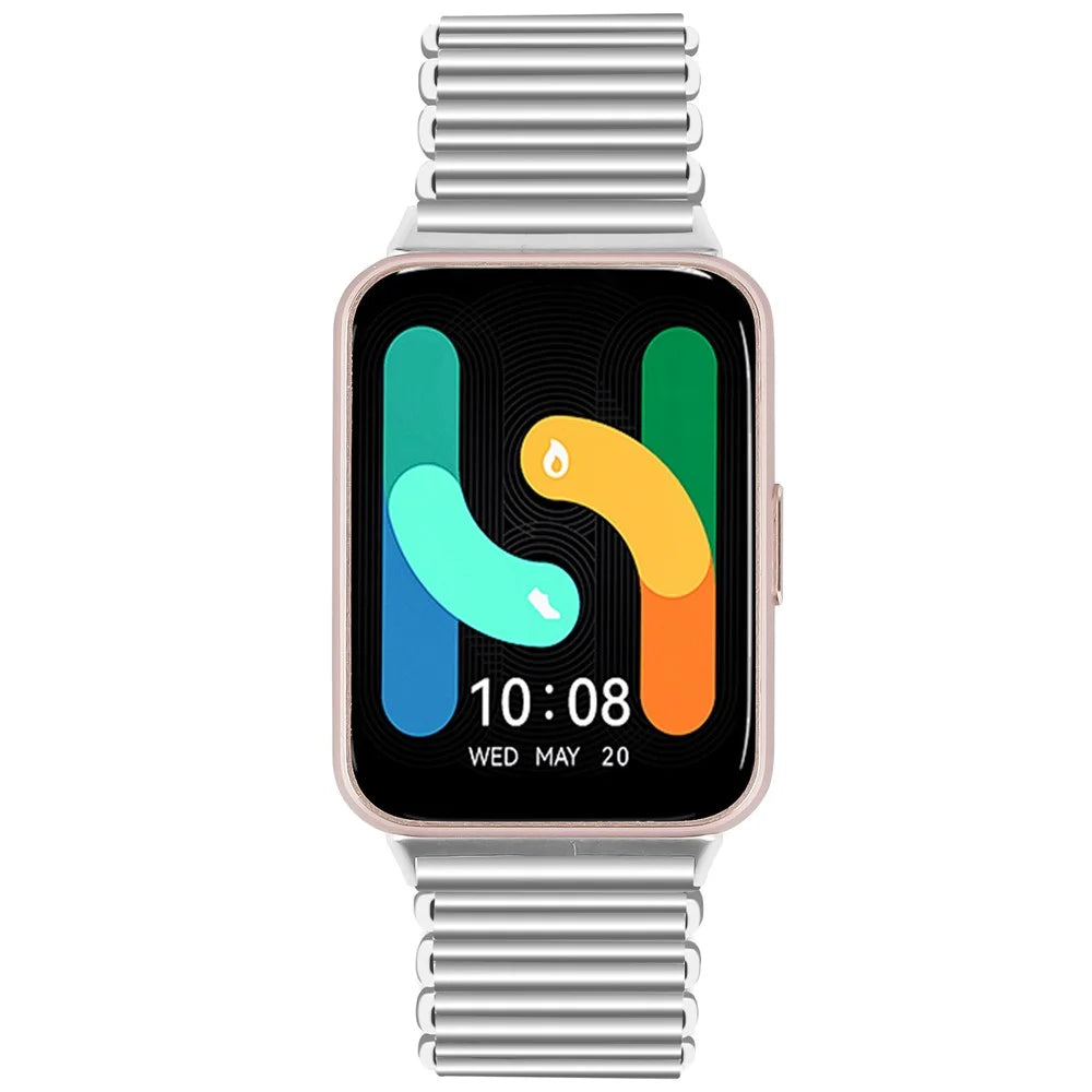 For Samsung Galaxy Fit3 SM-R390 Stainless Steel Hollow Watch Band Wrist Strap - Silver - 3