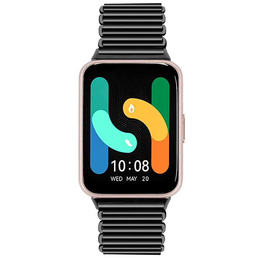 For Samsung Galaxy Fit3 SM-R390 Stainless Steel Watch Band Electroplating Color Wrist Strap - Black - 3