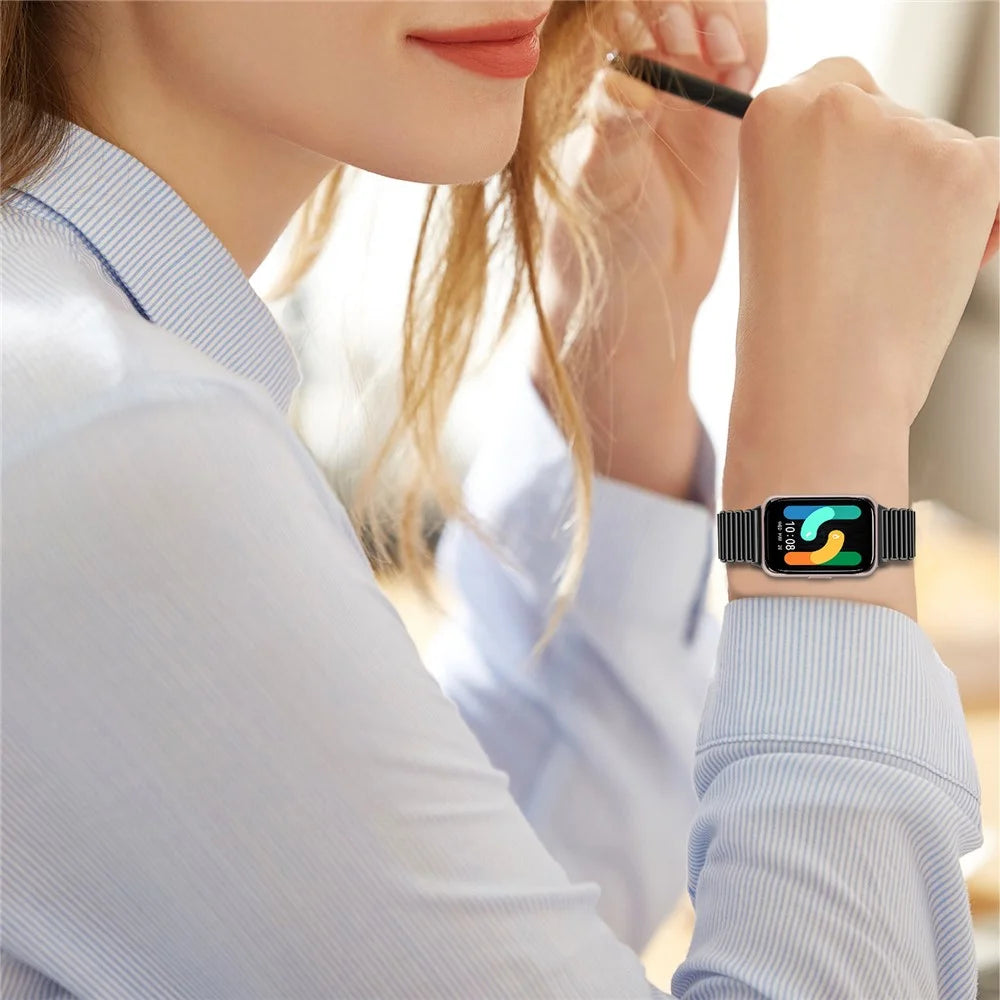 For Samsung Galaxy Fit3 SM-R390 Stainless Steel Watch Band Electroplating Color Wrist Strap - Black - 6
