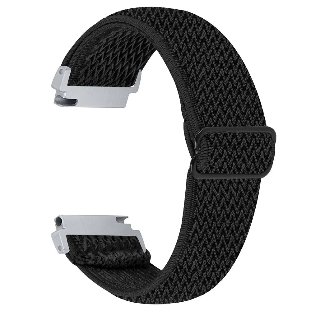 For Verizon Gizmo Watch 1 Wavy Pattern Elastic Wrist Band Woven Nylon Watch Strap - Black - 1