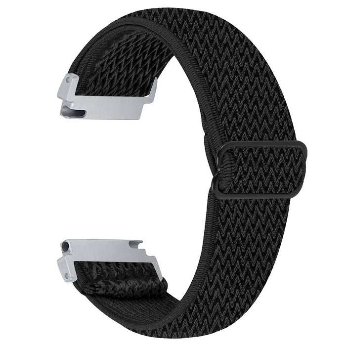 For Verizon Gizmo Watch 1 Wavy Pattern Elastic Wrist Band Woven Nylon Watch Strap - Black - 1