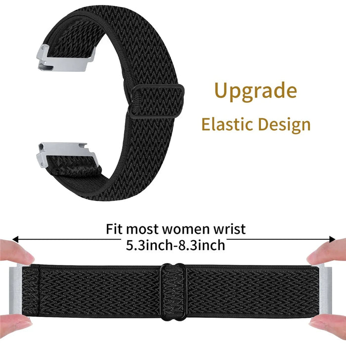 For Verizon Gizmo Watch 1 Wavy Pattern Elastic Wrist Band Woven Nylon Watch Strap - Black - 3